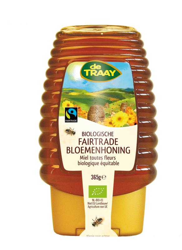 Traay Fairtrade Bloemenhoning Knijpfles Bio 365g