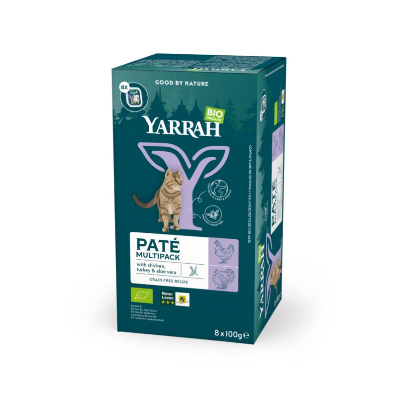 Yarrah Kattenvoer Multipack Pate Kip En Kalkoen Bio 8x100g
