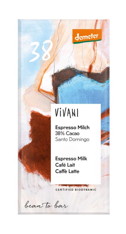 Vivani Chocolade Melk Espresso 38% Biodynamisch 90g