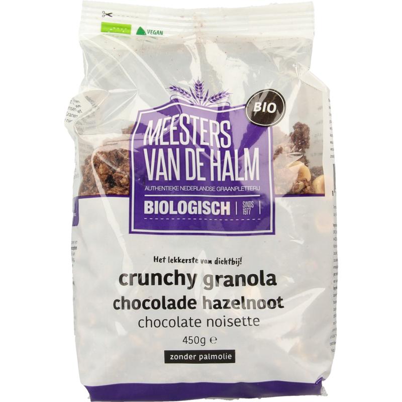 De Halm Crunchy Granola Chocolade Hazelnoot Bio 450g