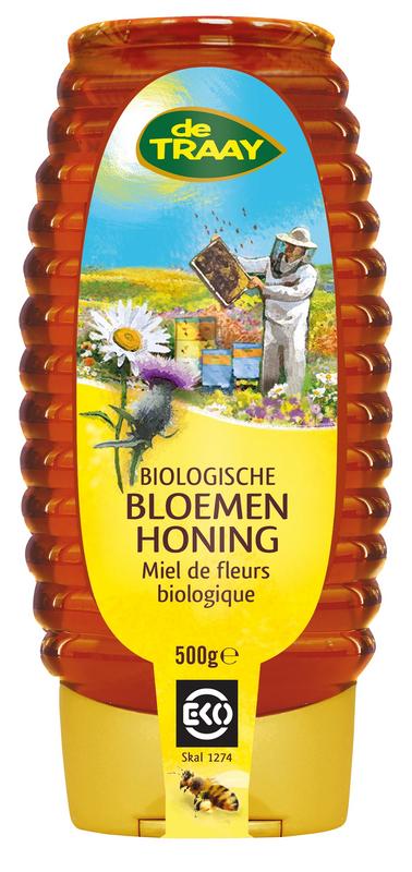 Traay Bloemenhoning Knijpfles Bio 500g