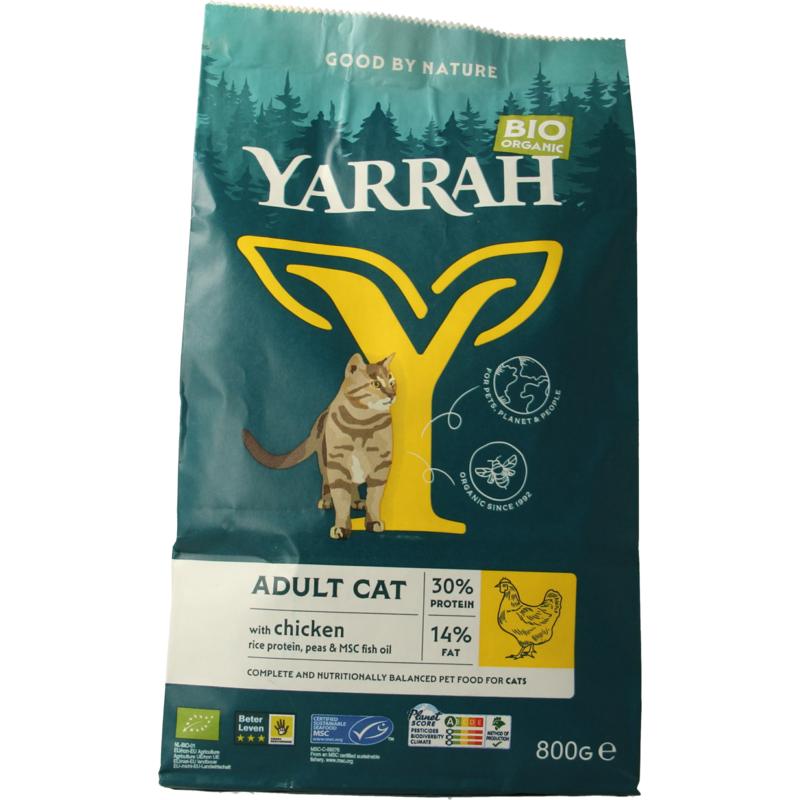 Yarrah Kattenvoer Adult Met Kip Bio 800g