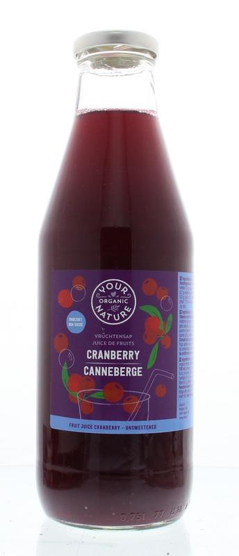 Your Organic Nature Vruchtensap Cranberry Ongezoet Bio 750ml