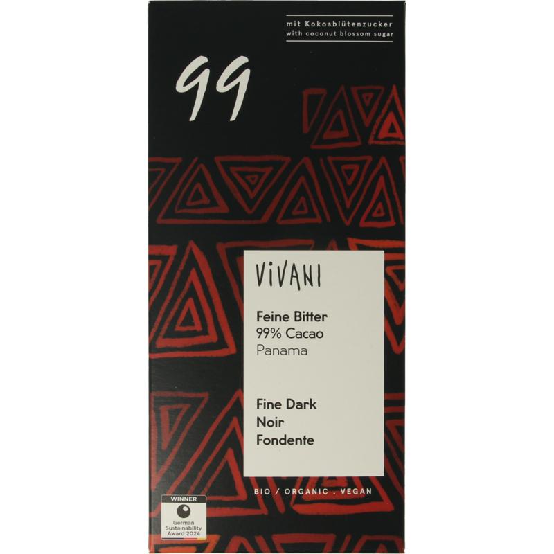 Vivani Chocolade Puur 99% Bio 80g