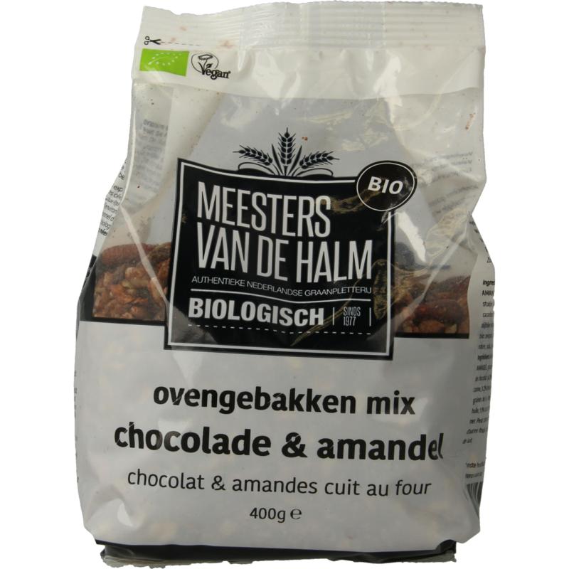 De Halm Ovengebakken Mix Chocolade & Amandel Bio 400g