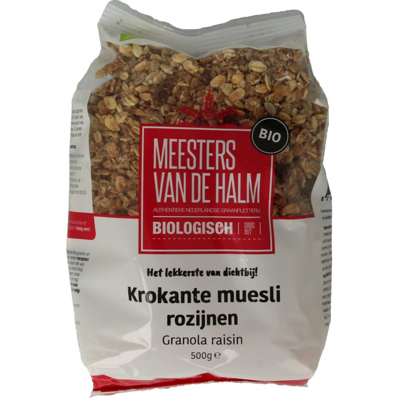De Halm Krokante Muesli Rozijnen Bio 500g