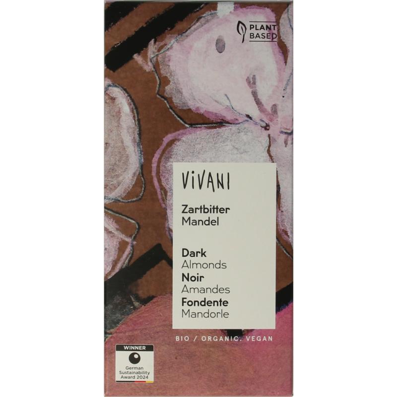 Vivani Chocolade Puur Amandelen Bio 100g
