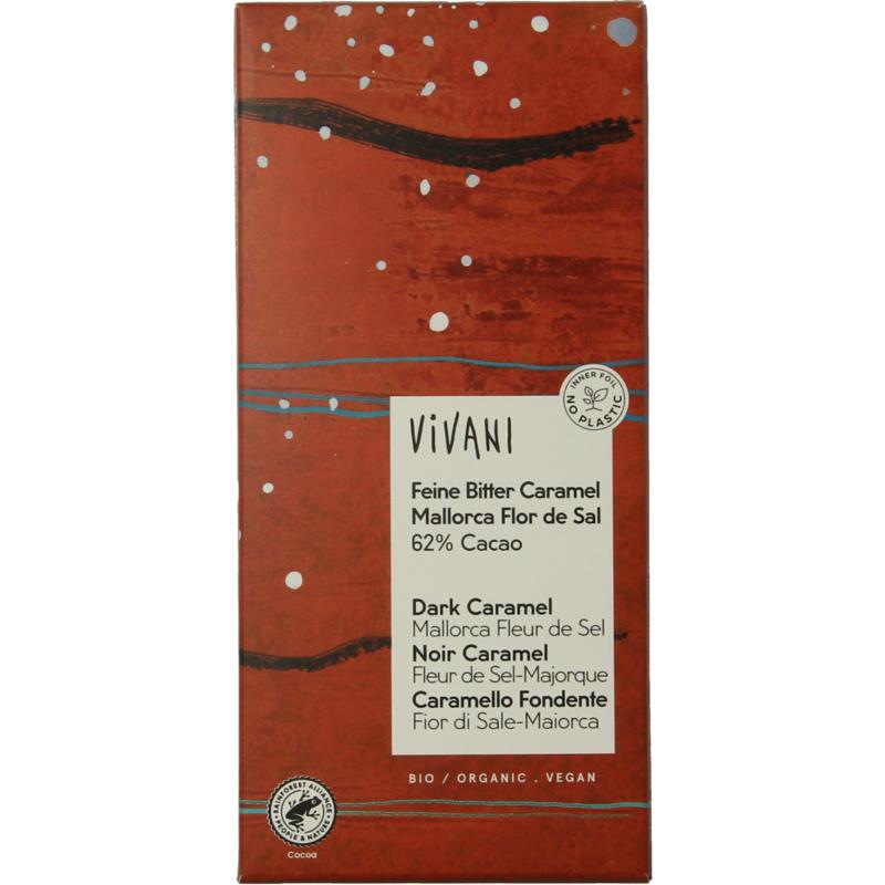 Vivani Chocolade Puur 62% Caramel Zeezout Bio 80g