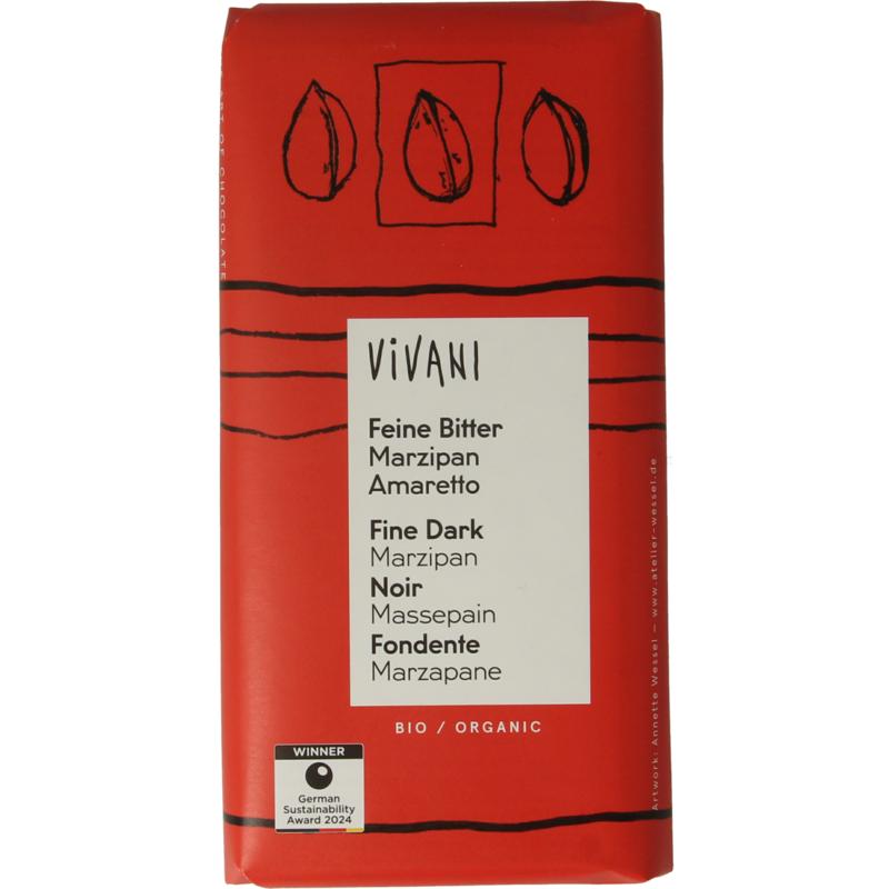 Vivani Chocolade Puur Marsepein Amaretto Bio 100g