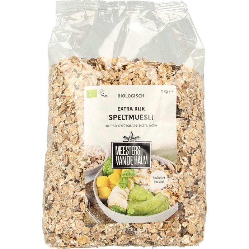 De Halm Speltmuesli Extra Rijk Bio 1000g