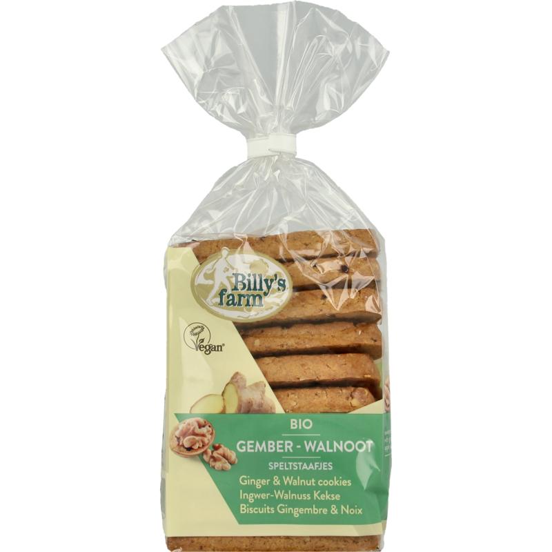 Billy's Farm Speltstaafjes Gember Walnoot Bio 175g