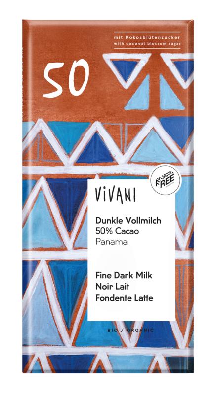 Vivani Chocolade Melk Donker 50% Bio 80g