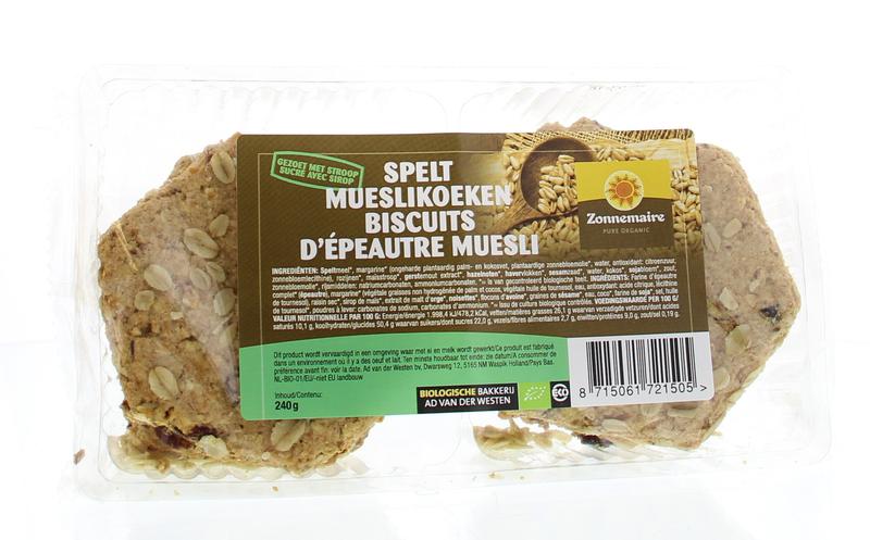 Zonnemaire Spelt Mueslikoeken Bio 240g