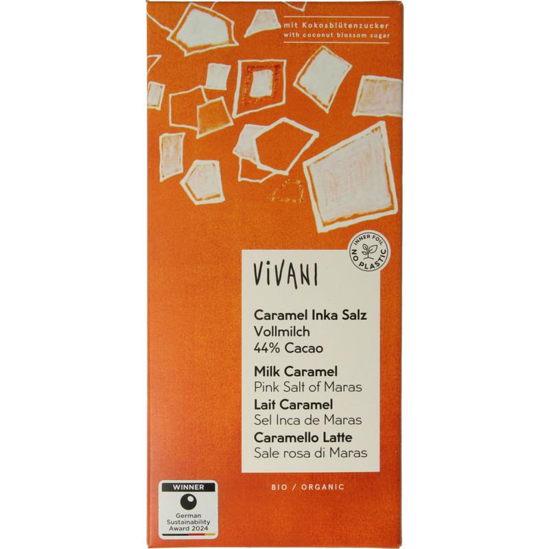 Vivani Chocolade Melk Caramel Zout Bio 80g