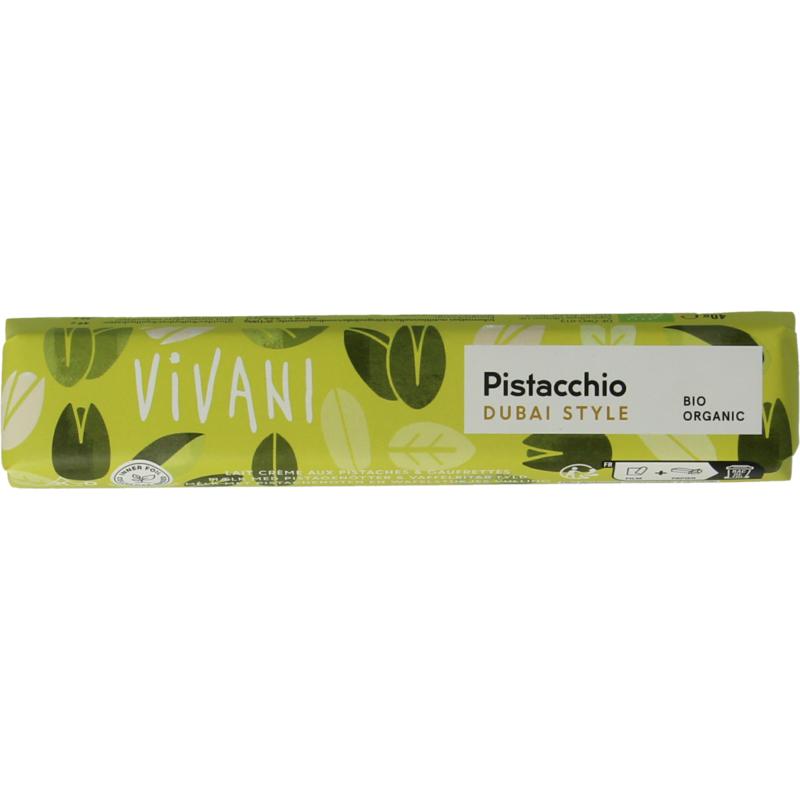 Vivani Chocolate To Go Pistache Dubai Style Bio 40g