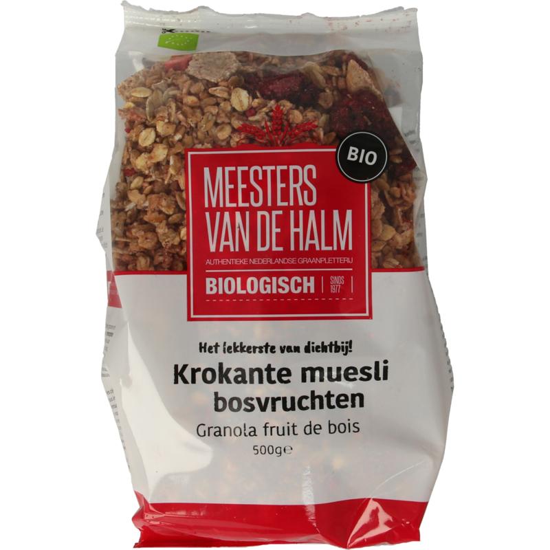 De Halm Muesli Krokant Bosvruchten Bio 500g